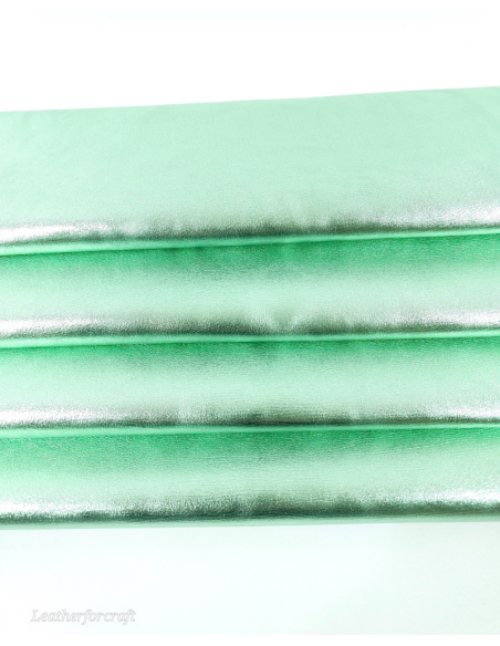 Green Acqua 9071 Laminado Metallic Luxurious Calf Soft Leather