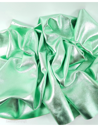 Green Acqua 9071 Laminado Metallic Luxurious Calf Soft Leather