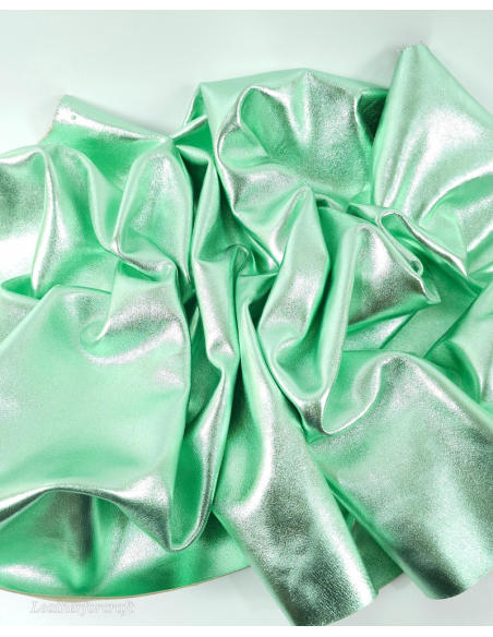 Green Acqua 9071 Laminado Metallic Luxurious Calf Soft Leather