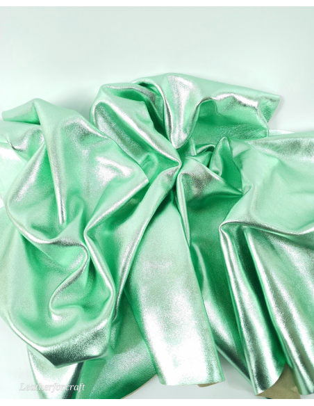 Green Acqua 9071 Laminado Metallic Luxurious Calf Soft Leather