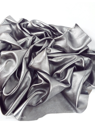 Steel 9021 Laminado Metallic Luxurious Calf Soft Leather