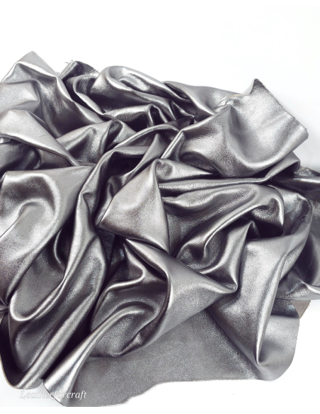 Steel 9021 Laminado Metallic Luxurious Calf Soft Leather