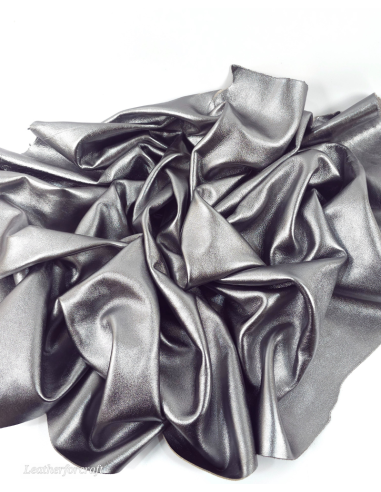 Steel 9021 Laminado Metallic Luxurious Calf Soft Leather