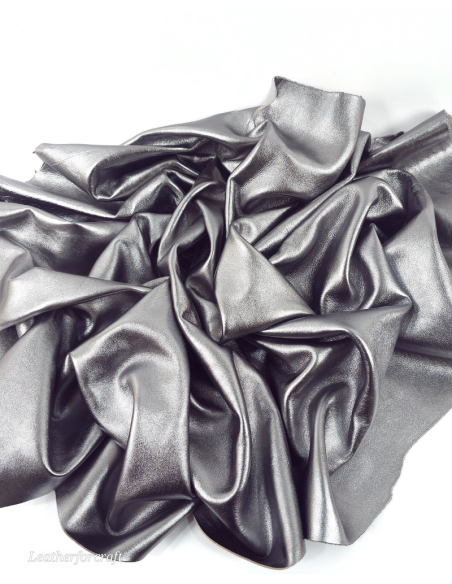 Steel 9021 Laminado Metallic Luxurious Calf Soft Leather