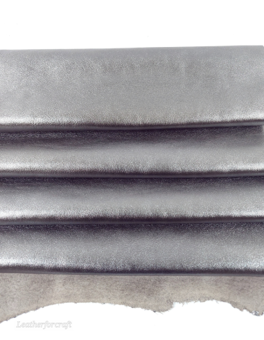 Steel 9021 Laminado Metallic Luxurious Calf Soft Leather