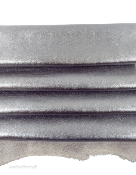 Steel 9021 Laminado Metallic Luxurious Calf Soft Leather