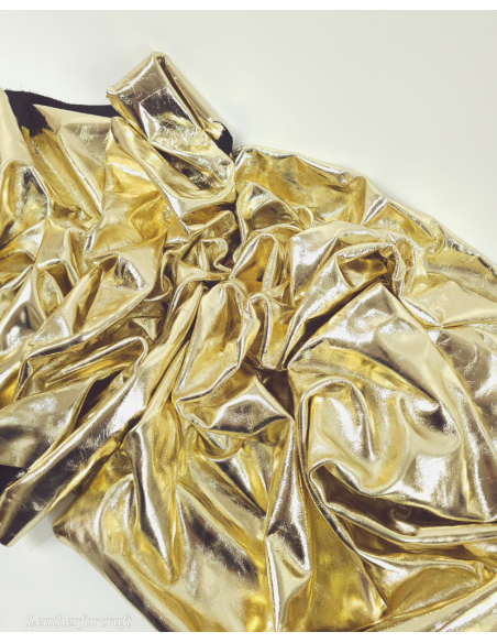 Gold 7567 Metallic Milled Calf Soft Leather