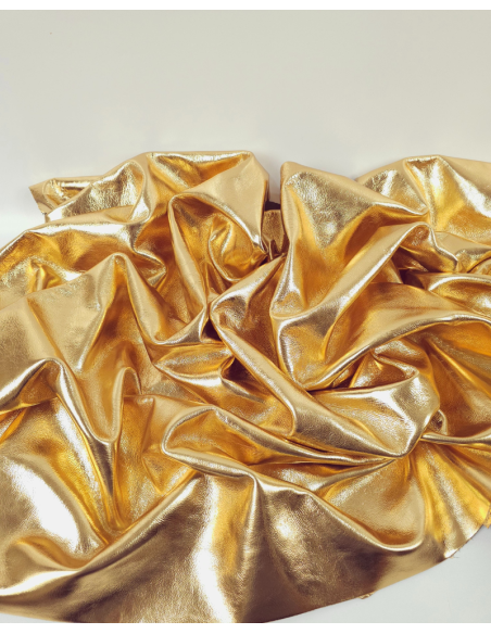 Gold 8042 Metallic Milled Calf Soft Leather