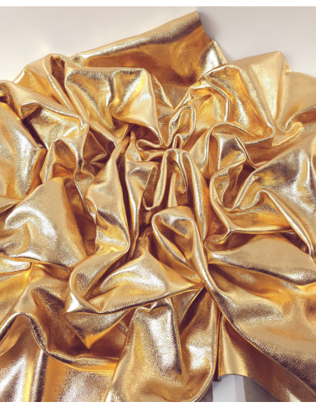 Gold 8042 Metallic Milled Calf Soft Leather