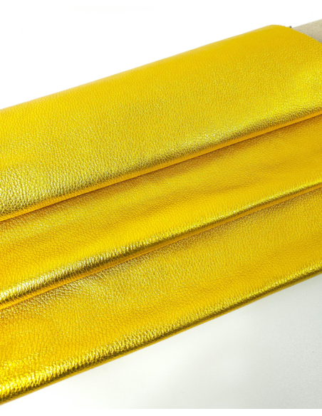 Gold 8595 Metallic Dollar Print Embossed Calf Soft Leather