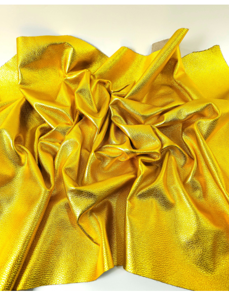 Gold 8595 Metallic Dollar Print Embossed Calf Soft Leather