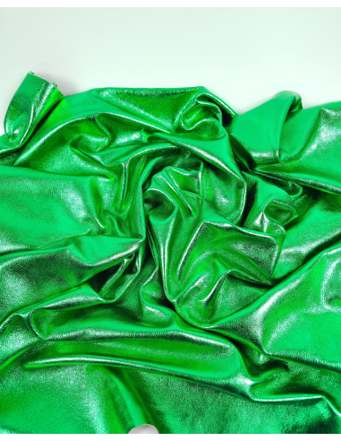 Green 7542 Metallic Milled Calf Soft Leather