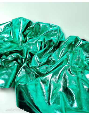 Green 7608 Metallic Milled Calf Soft Leather