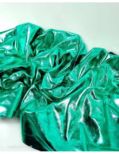 Green 7608 Metallic Milled Calf Soft Leather