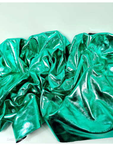 Green 7608 Metallic Milled Calf Soft Leather