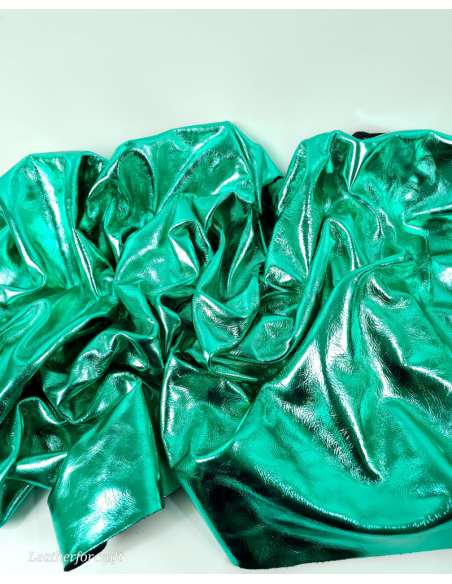 Green 7608 Metallic Milled Calf Soft Leather