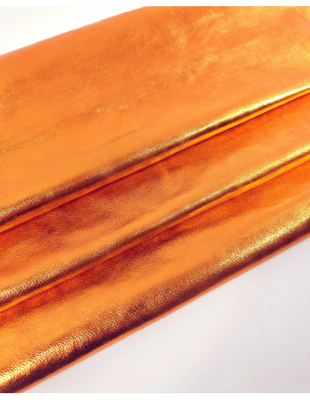 Orange 7269 Metallic Milled Calf Soft Leather