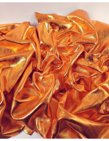 Orange 7269 Metallic Milled Calf Soft Leather