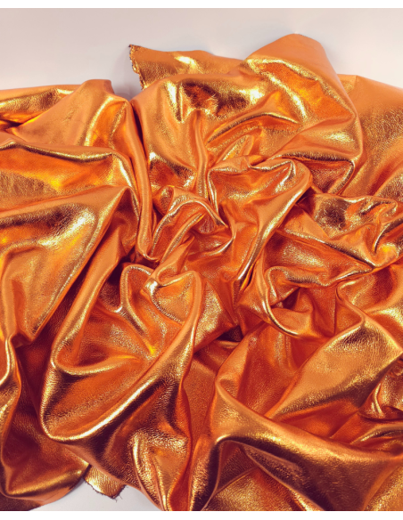 Orange 7269 Metallic Milled Calf Soft Leather