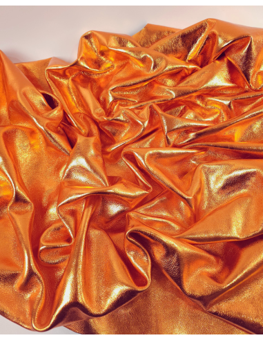 Orange 7269 Metallic Milled Calf Soft Leather