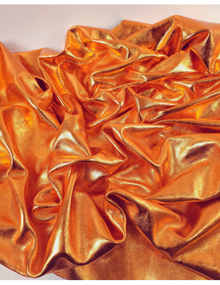 Orange 7269 Metallic Milled Calf Soft Leather