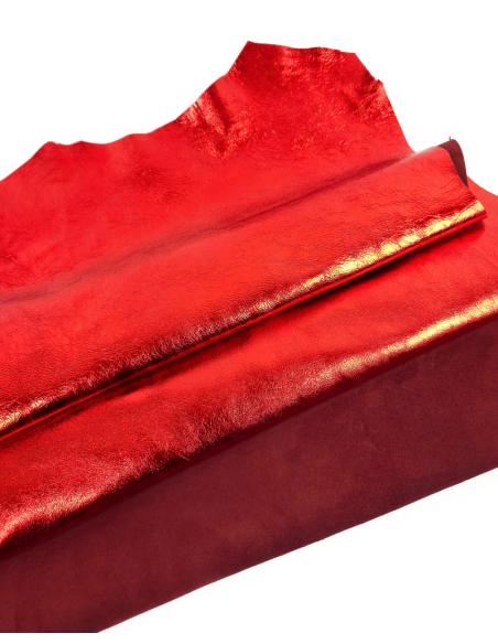 Red 7720 Goat Soft Metallic Leather