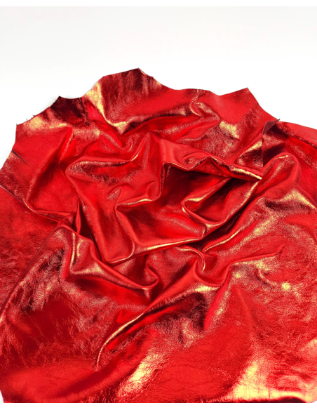 Red 7720 Goat Soft Metallic Leather