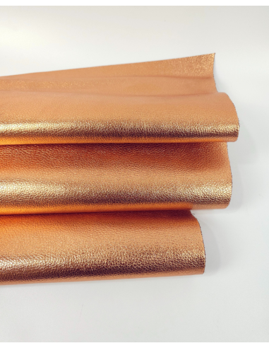 Tangerine Metallic Embossed Calf Leather
