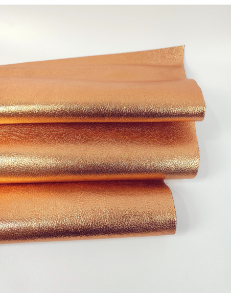 Tangerine Metallic Embossed Calf Leather