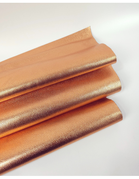 Tangerine Metallic Embossed Calf Leather