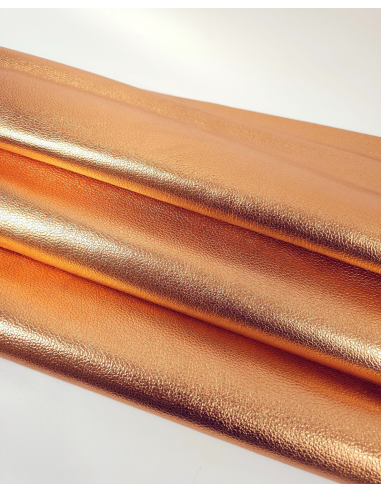 Tangerine Metallic Embossed Calf Leather