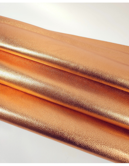 Tangerine Metallic Embossed Calf Leather