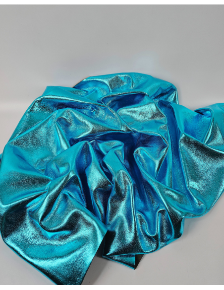 Baby Blue Laminado Metallic Luxurious Calf Soft Leather