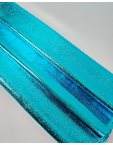 Baby Blue Laminado Metallic Luxurious Calf Soft Leather