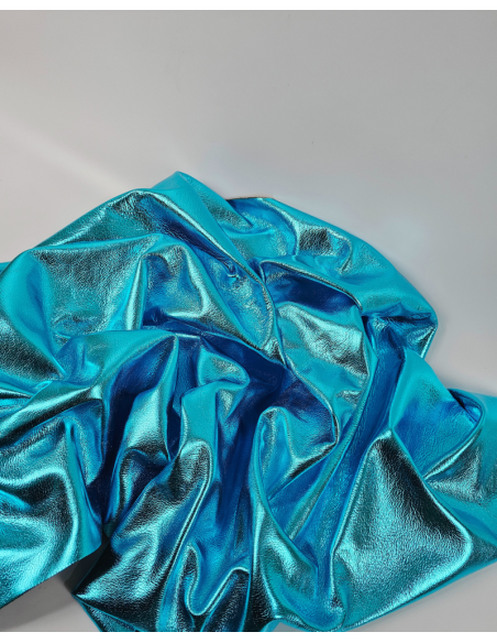 Baby Blue Laminado Metallic Luxurious Calf Soft Leather