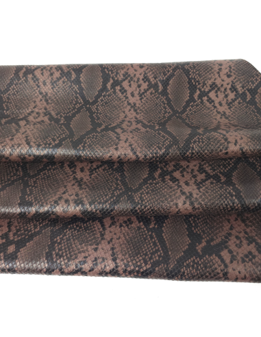Mocha and Black Laminated Snake Pattern Relief Leather