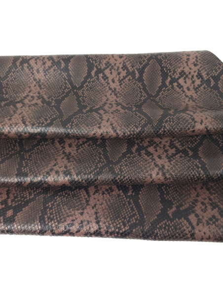 Mocha and Black Laminated Snake Pattern Relief Leather