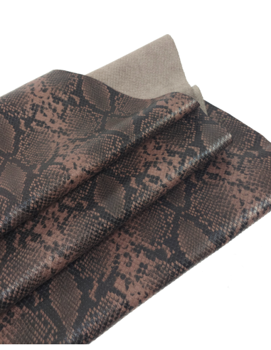 Mocha and Black Laminated Snake Pattern Relief Leather