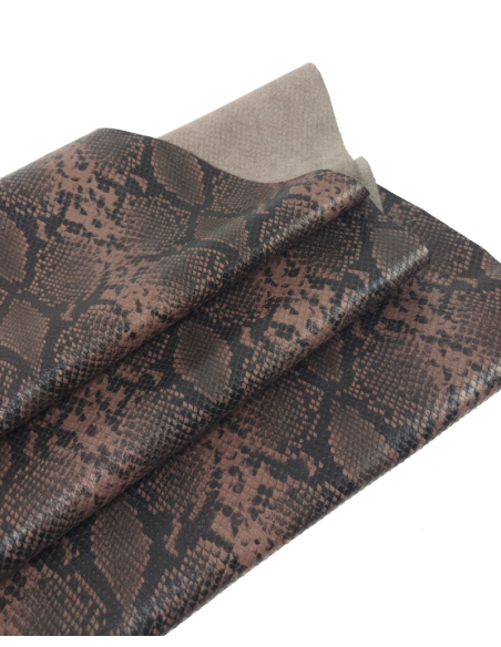 Mocha and Black Laminated Snake Pattern Relief Leather