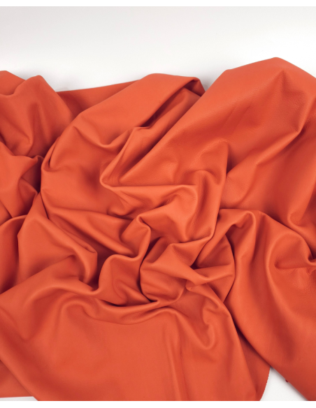 Jaffa Orange Foulard Natural Milled Soft Premium Nappa Leather (300 Sqfeet)