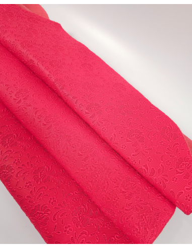 Paradise Pink Flower Lace Embossed Texture Leather