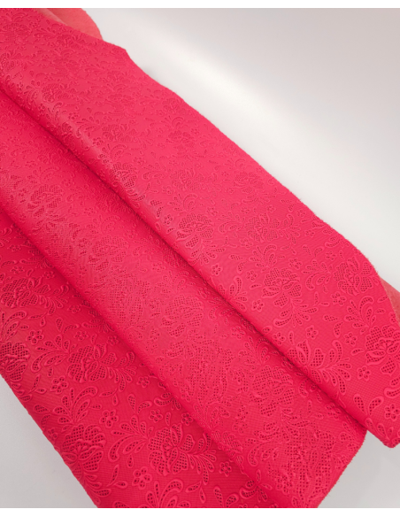 Paradise Pink Flower Lace Embossed Texture Leather