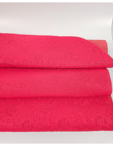 Paradise Pink Flower Lace Embossed Texture Leather