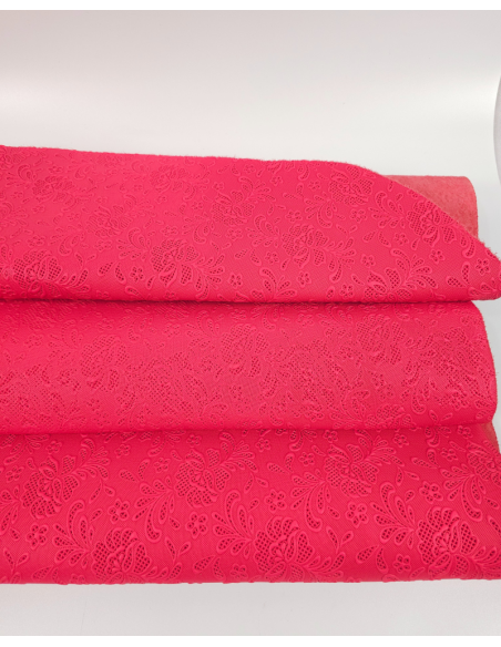 Paradise Pink Flower Lace Embossed Texture Leather