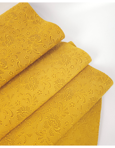 Golden Glow Flower Lace Embossed Texture Leather