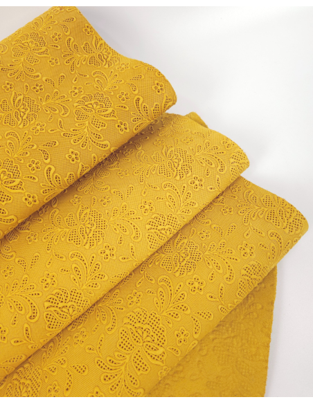 Golden Glow Flower Lace Embossed Texture Leather