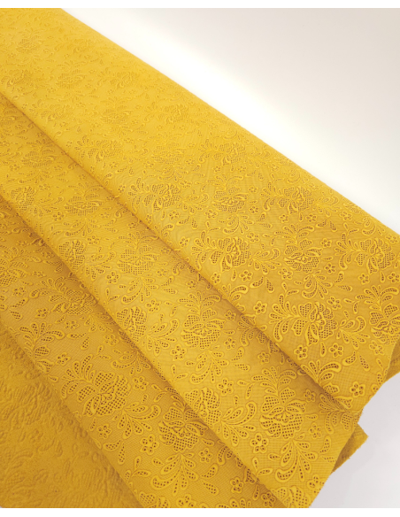 Golden Glow Flower Lace Embossed Texture Leather