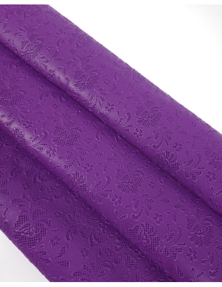 Purple Magic Flower Lace Embossed Texture Leather
