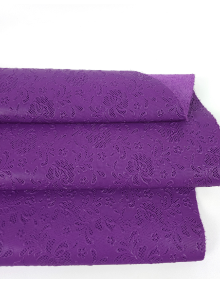Purple Magic Flower Lace Embossed Texture Leather