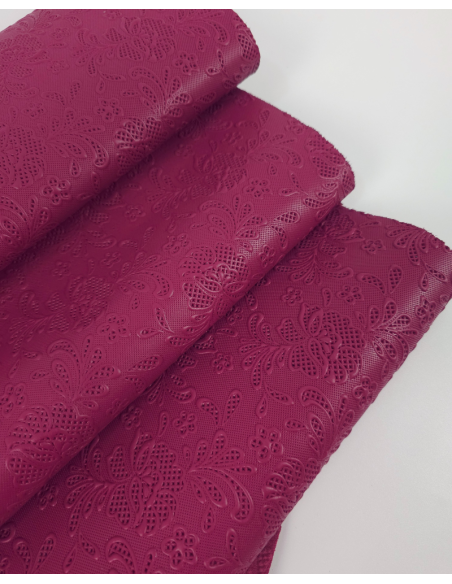 Anemone Flower Lace Embossed Texture Leather